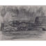 Bomber plane landing, charcoal sketch