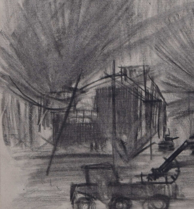 Air Raid, Second World War charcoal sketch - Image 3