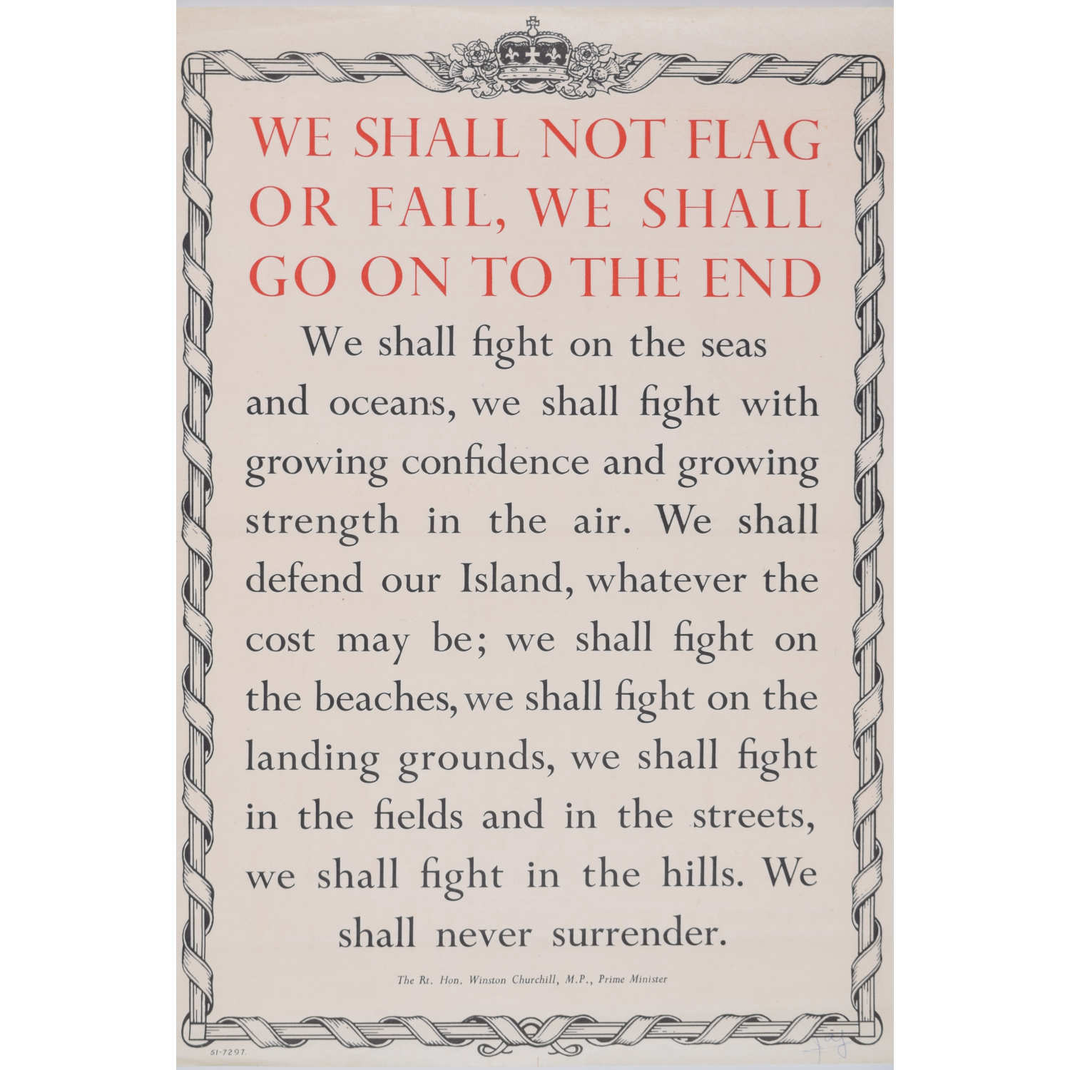  We Shall Never Surrender Iconic Churchill Poster Manning Fine Art