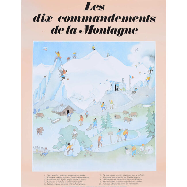Les dix commandements de la montagne, original vintage poster by Samivel
