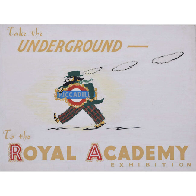 Take the Underground to the Royal Academy, poster design in the manner of A.E. Halliwell.